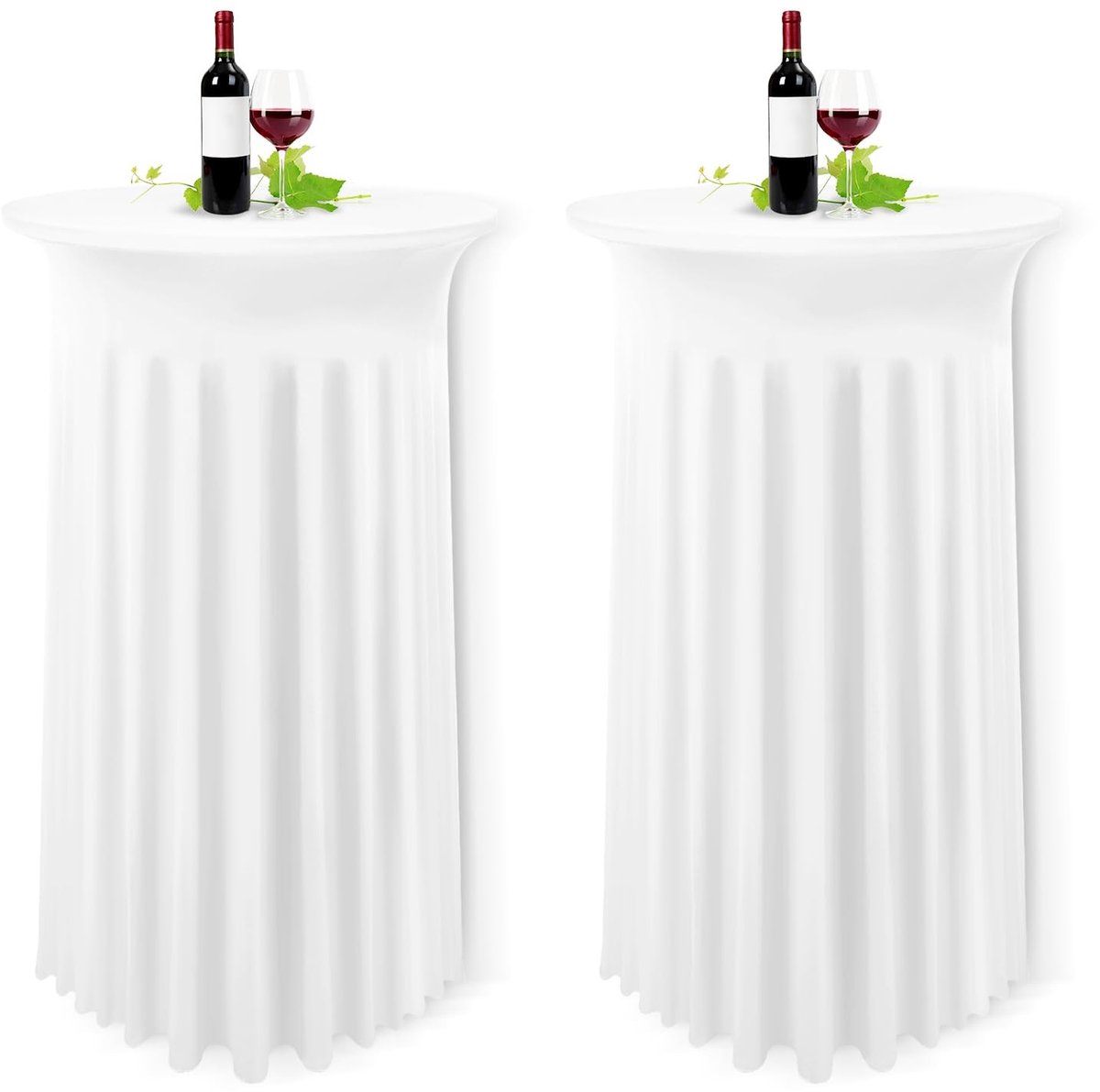 Allecto - Statafelhoes - Ronde cocktailtafelrok - Elegant design - Wit - Bartafelhoes voor feesten - Perfect voor bruiloften - 80 x 110 cm