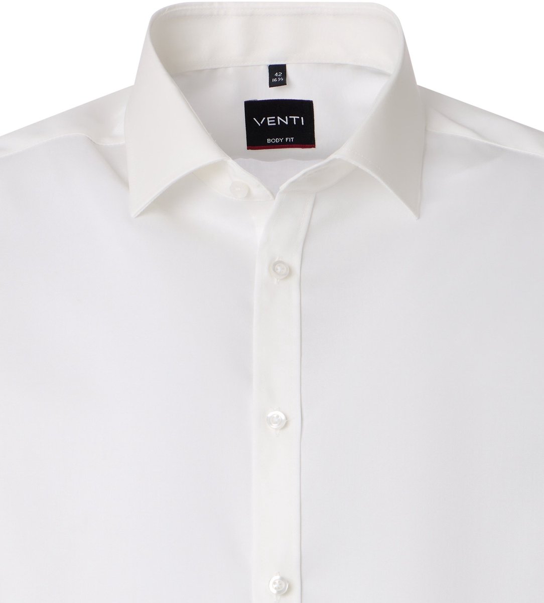 VENTI body fit overhemd - twill - offwhite - Strijkvrij - Boordmaat: 44