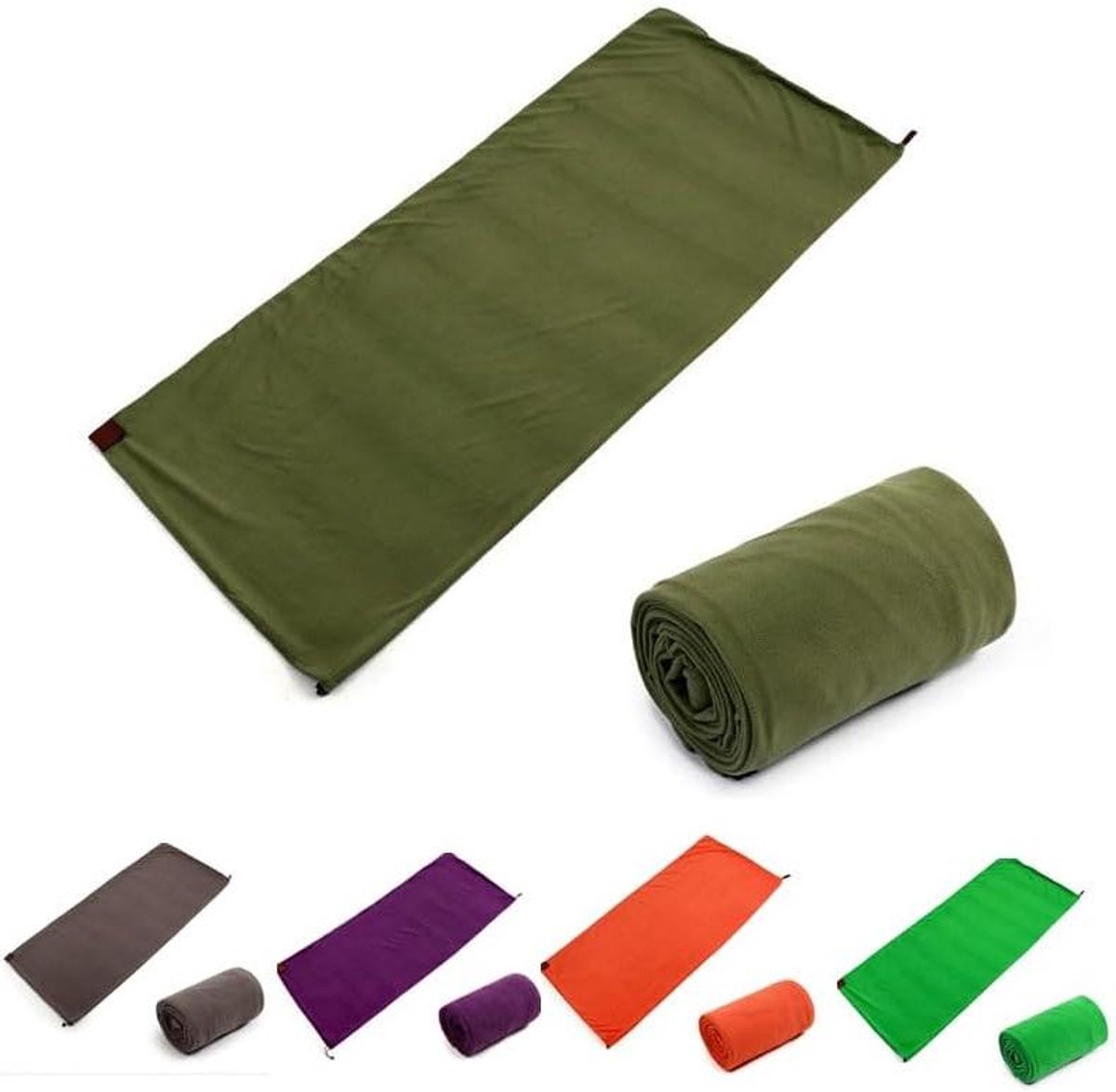 Fleece Slaapzak Liner - Slaapdeken Reizen - Kamperen Buiten - Voegt Warmte Toe - 32 x 71 inch - Militair Groen