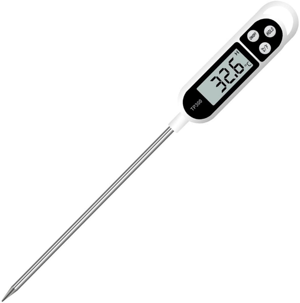Okado Digitale Keukenthermometer 25 cm – Voedselthermometer met RVS Sonde en LCD Display – Vleesthermometer voor Koken, Braden, Grillen, BBQ, Frituren en Bakken