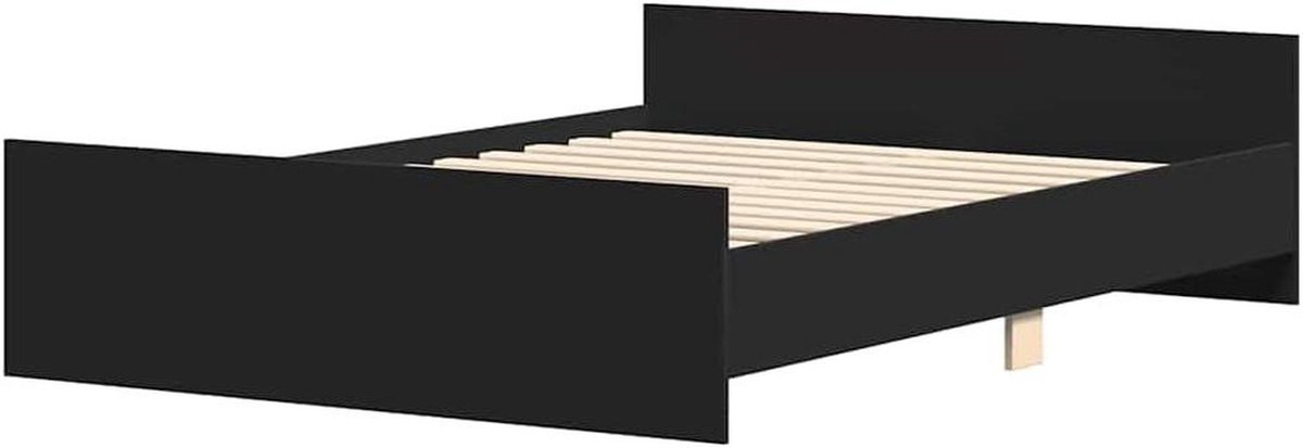 Bedframe met hoofd- en voeteneinde - Bed met hoofdbord - Slaapkamer Inrichten - Duurzaam samengesteld hout - 120x190 cm - Zwart