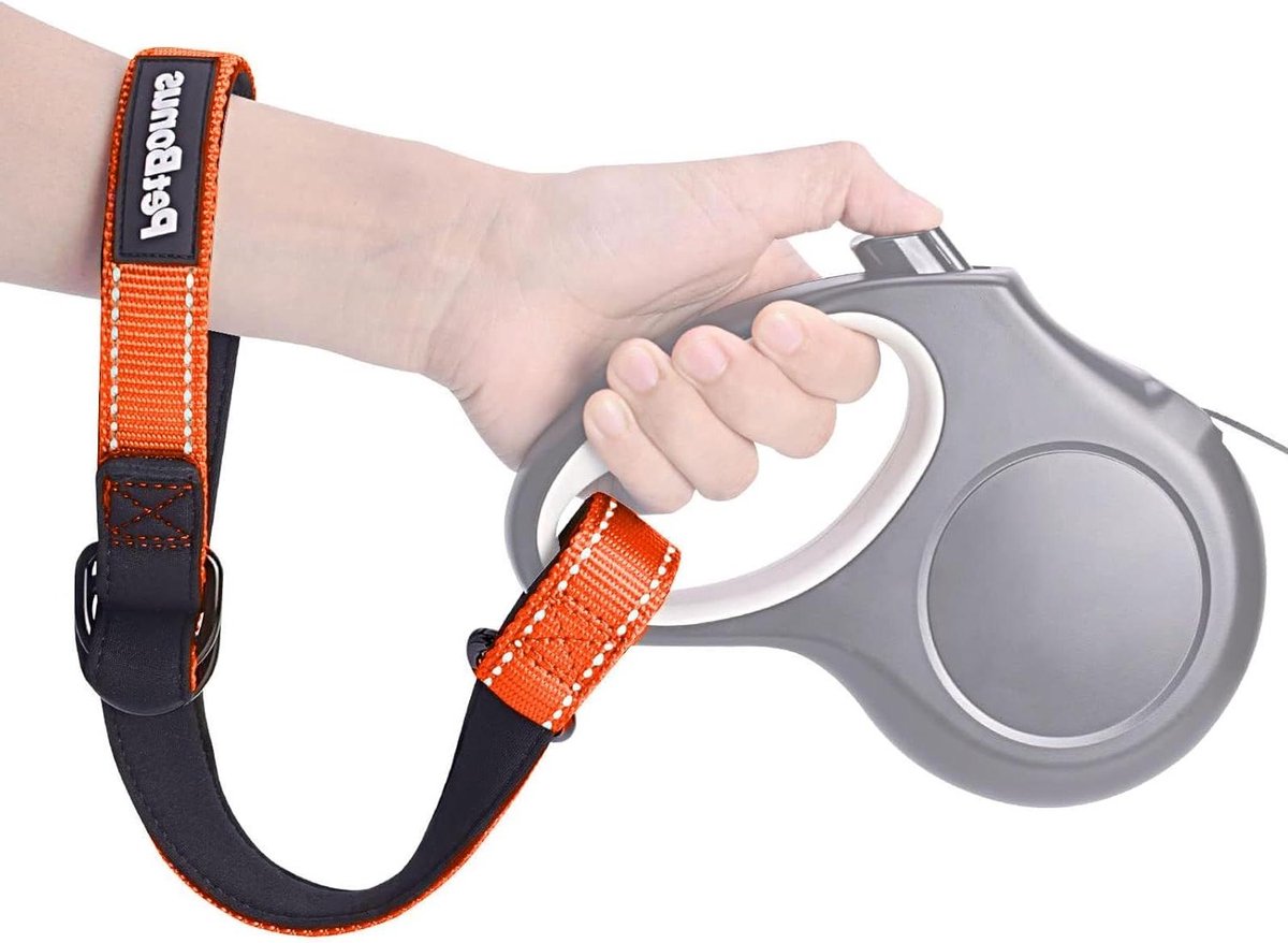 Hondenriem Polsband - Veiligheidshouder Hond - Veilig Wandelen Hond - Reflecterende Naden - Verstelbaar - Oranje