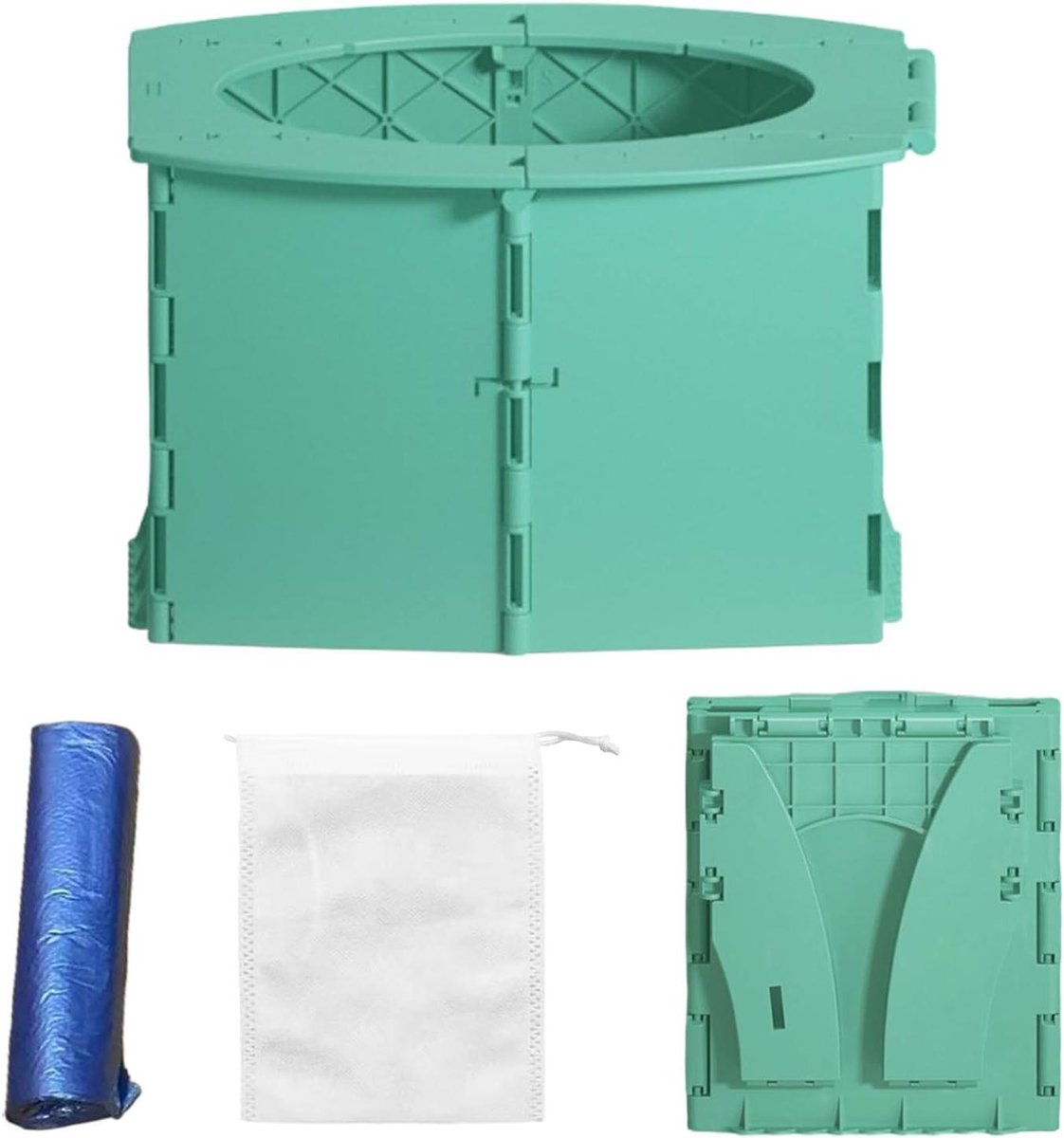 Opvouwbaar Kinderpotje - Draagbaar Toilet - Onderweg Zindelijk - Compact en Lichtgewicht - 23 x 23 x 15 cm - Groen