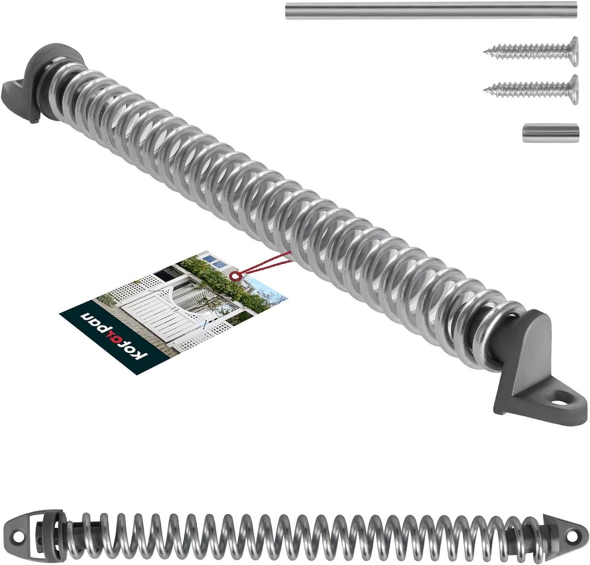 Deursluiter Tuinpoort - Deurveer Trekveer - Automatisch Sluiten - Verzinkt Staal - 28 cm -