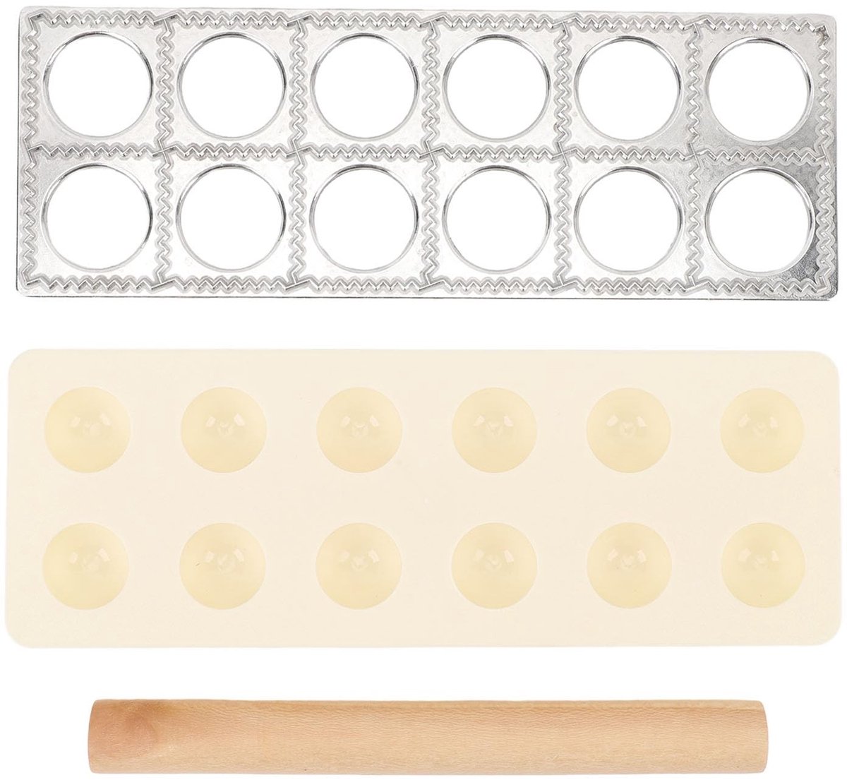 Ravioli Maker Set - Knodelpers - Pasta Maken - 12 Gaten - 30.5x11cm