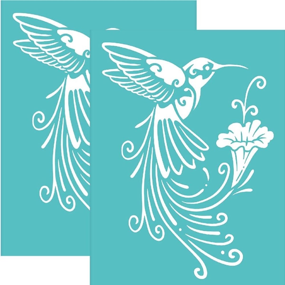 Dailygoody - Zeefdruk stencils - Kolibrie patroon - Herbruikbare mesh transfers - 19,5 x 14 cm - Bloem stencils - Geschikt voor hout en stof