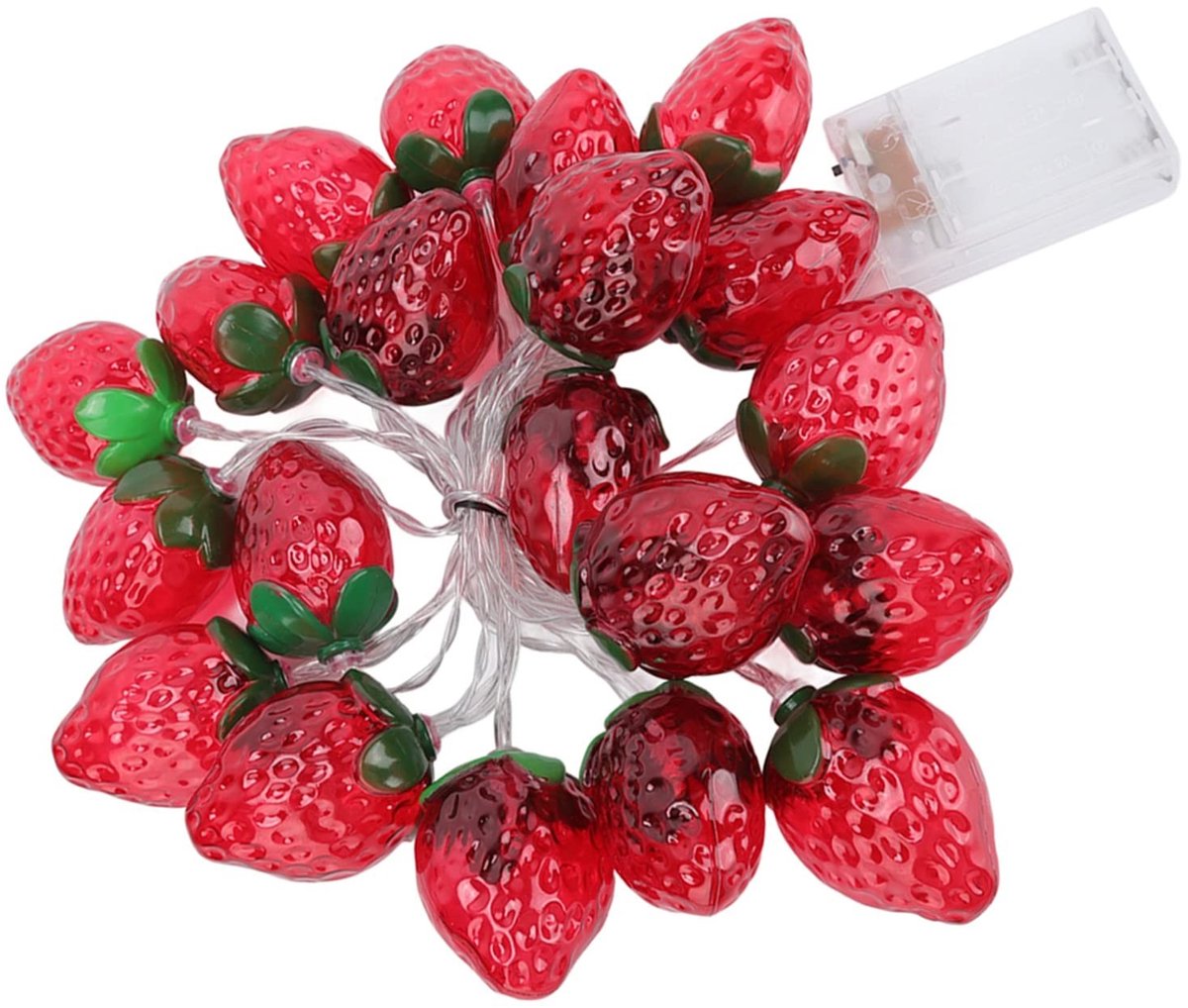 Dailygoody - Strawberry Lamp String Lights - Aardbeienlampjes - Flexibele verlichting - 3,8 meter - Feestdecoratie - Batterij aangedreven - Gesch