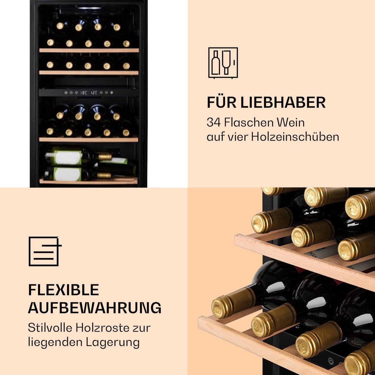 Klarstein Barossa 34 Duo - Wijnkoelkast - 34 Flessen - 80 - afbeelding 3
