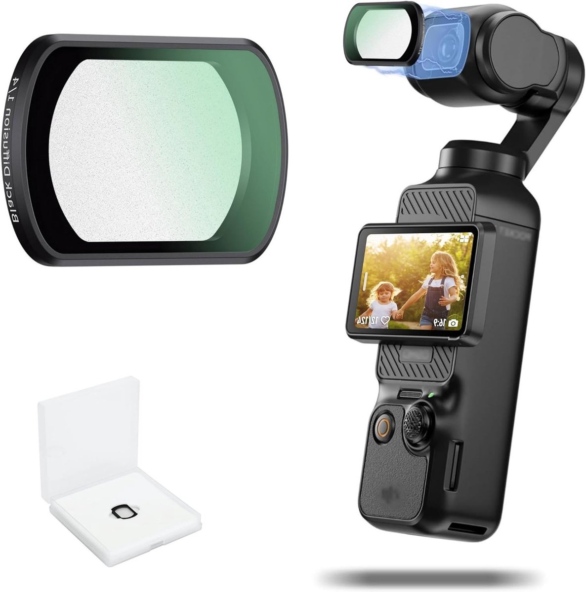 Zwart Magnetisch 1/4 Effectfilter voor DJI Osmo Pocket 3 - Ultra Dunne HD Optische Filter, Multi-Coated Mist Lens voor Zachte Hooglichten en Creatieve Beelden