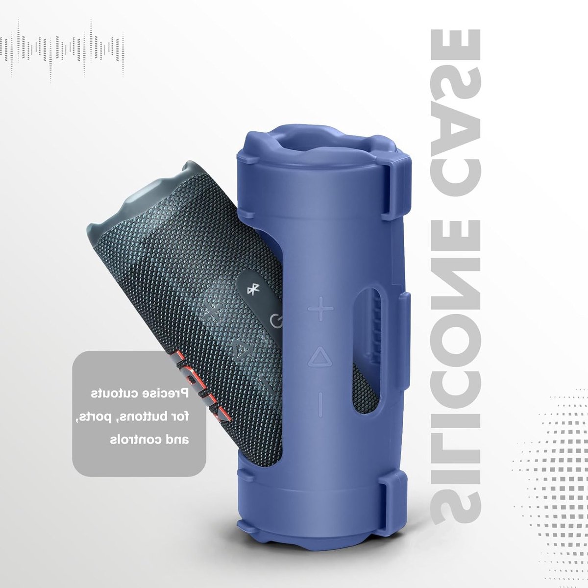 Zachte Silicone Hoes voor Draagbare Bluetooth Speaker, Inclusief Schouder- en Fietshouder (Blauw)