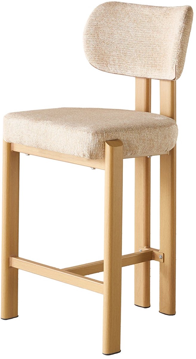 SET DEAL 4 stuks: Barkruk Japandi bruin Naomi lichtbruin minimalistische barstoel japanse stijl