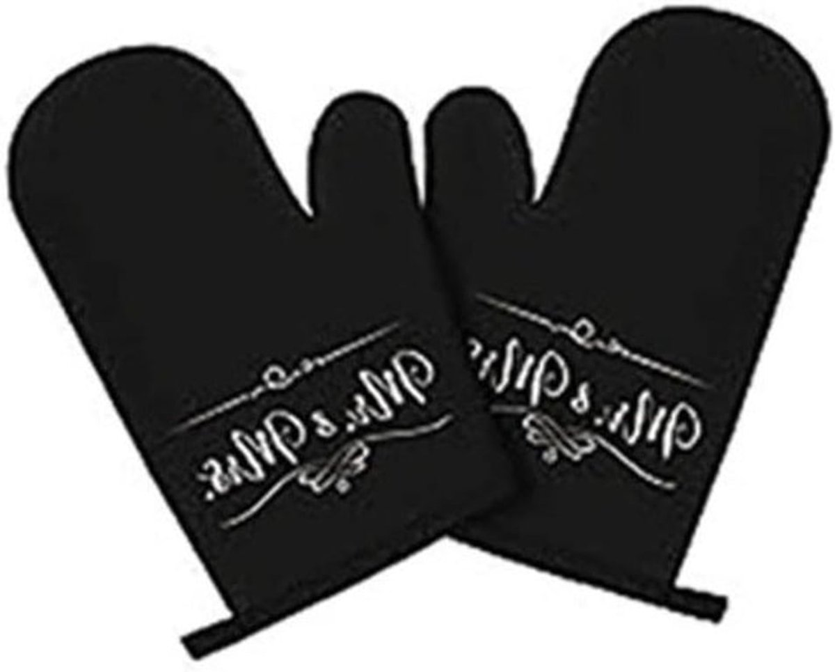 - Keukenhandschoenen - Hittebestendig - Zwart - Bakken en grillen - Geschikt voor ovengebruik - Zwarte ovenhandschoenen voor koken en bakken.