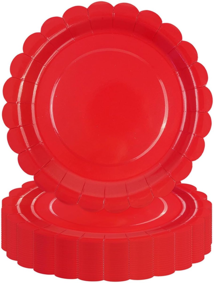 Papieren Borden - Papieren Bord - Gebaksbordjes - Bordjes - Wegwerp borden - Feest/verjaardag/BBQ borden - Dessertbordjes - Papieren Bordjes - Taartborden - Feestborden - Rood - 23 cm - 50 Stuks - van Imperatoris