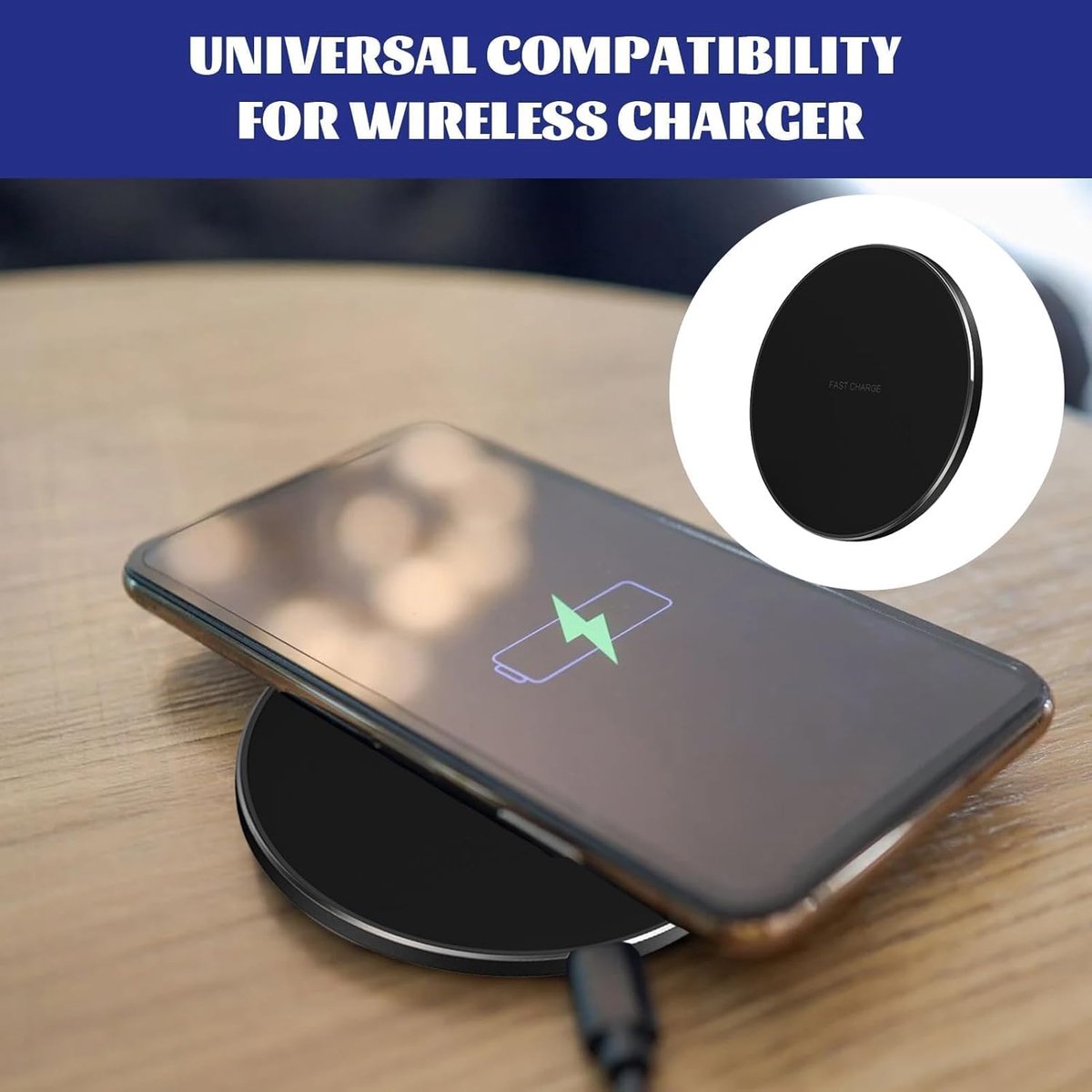 Deze draadloze oplader van 15 W is geschikt voor Samsung-apparaten en ook geschikt voor iPhones, waaronder iPhone 16/15/14/13/12, Samsung Galaxy S24/S23/S22/S21/S20/S10 en andere modellen.