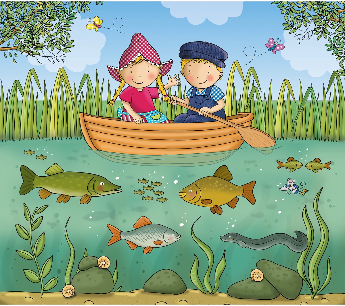 Fien en Teun Fotobehang - Water - 280cmx318cm - Groen