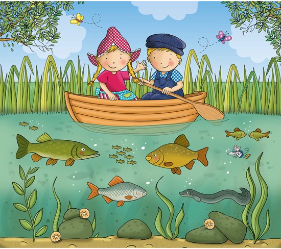 Fien en Teun Fotobehang - Water - 280cmx318cm - Groen
