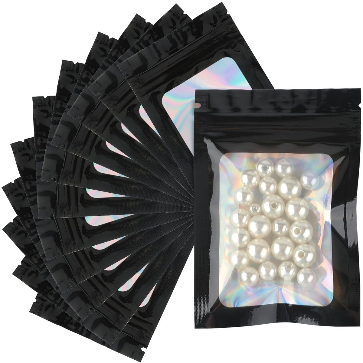 Allecto - Kleine holografische zakjes - afsluitbare plastic zakken - 7 x 10 cm - 100 stuks - voor opslag en sorteren - mylar foliezakken - handig v...