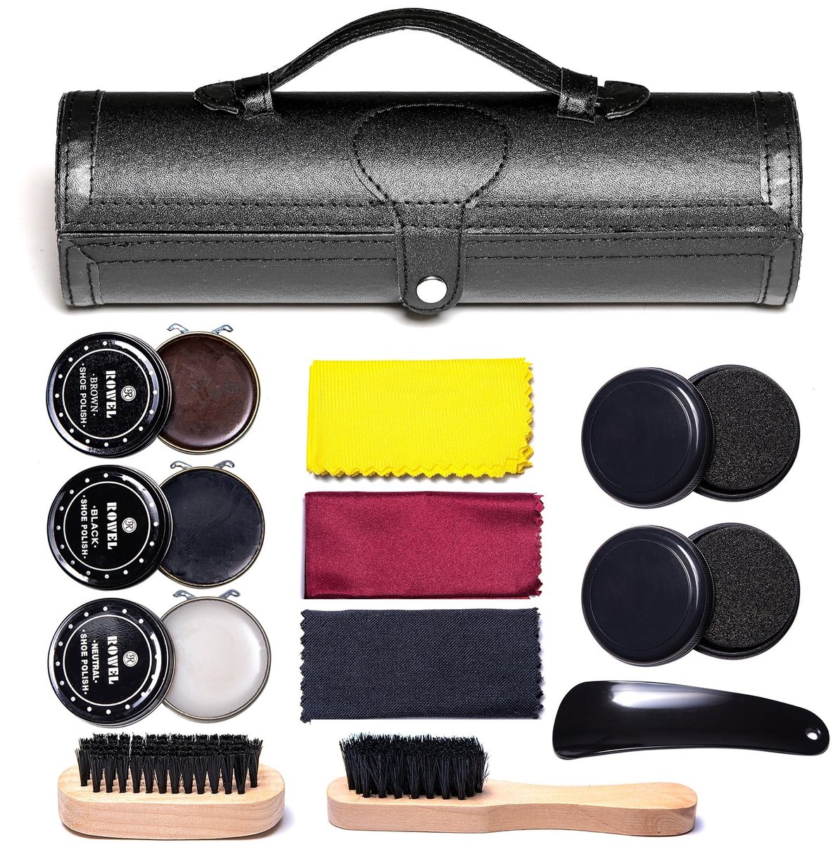 Dailygoody - Schoen Polish Kit - Schoenverzorgingsset - Luxe Premium - Bruin Zwart Leer - Reiniging Shine Care - 12-delige set - Geschikt voor uniseks...