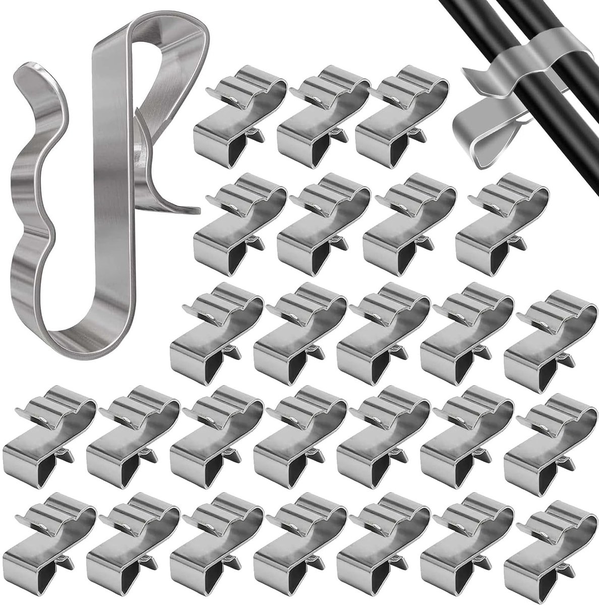 Dailygoody - Kabelclips - 60 Stuks - Roestvrij Staal - Voor Zonnepaneelkabels - Organisatie van Draden en Kabels - Geschikt voor Verschillende Toepass