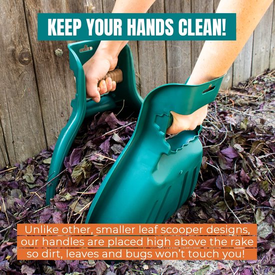SPHProducts - Bladgrijper - Bladverzamelaar - Krachtbesparende handgreep - Groen - Bladhark - Handgereedschap - Geschikt voor tuinwerk - Set van 2 van Sphproducts — afbeelding 4