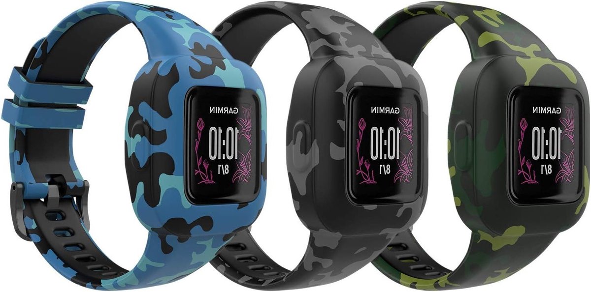 3-Pack Verstelbare Siliconen Armbanden voor Garmin Vivofit JR 3 met Unieke Patroonontwerpen