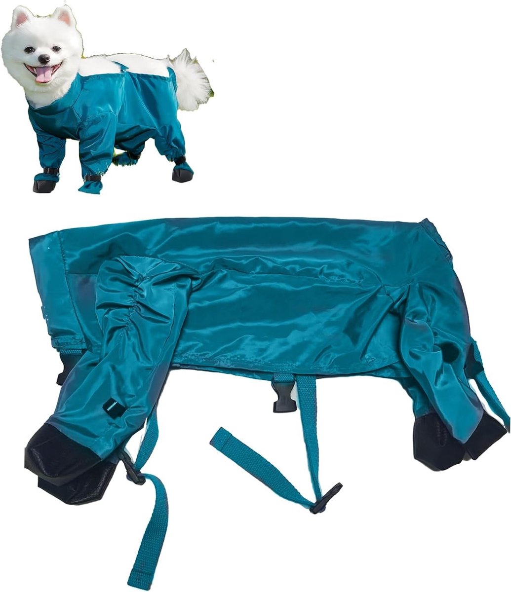 Waterdichte Hond Regenjas, Bescherming tegen Modder, Wasbare Bodysuit voor Honden, Compact en Makkelijk Schoon te Maken (2XL, Ruglengte 42cm, 7-8.5kg)