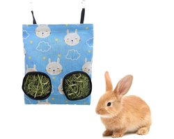 Hooitasje voor konijnen en knaagdieren, voederzak met 2 vensters, ideaal voor cavia's, chinchilla's en hamsters, perfect voor een georganiseerde voeding