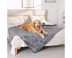 Waterdichte hondendeken 50 x 59 inch, flanellen deken voor honden en katten, geschikt voor bank, vloeistofdichte bescherming en huisdiercomfort in grijs