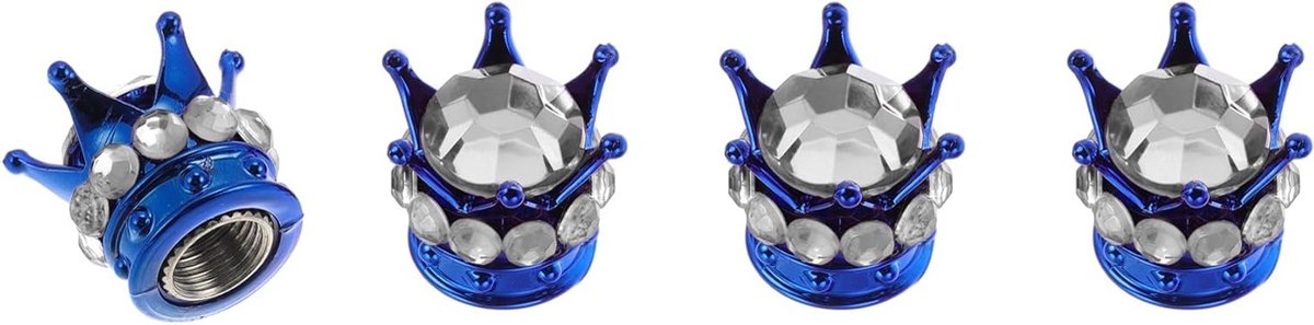 Decoratieve Band Valve Stam Caps - 4 Stuks, 15mm Dust Covers voor Auto en Truck, Blauw Zilver Tone ABS Koper
