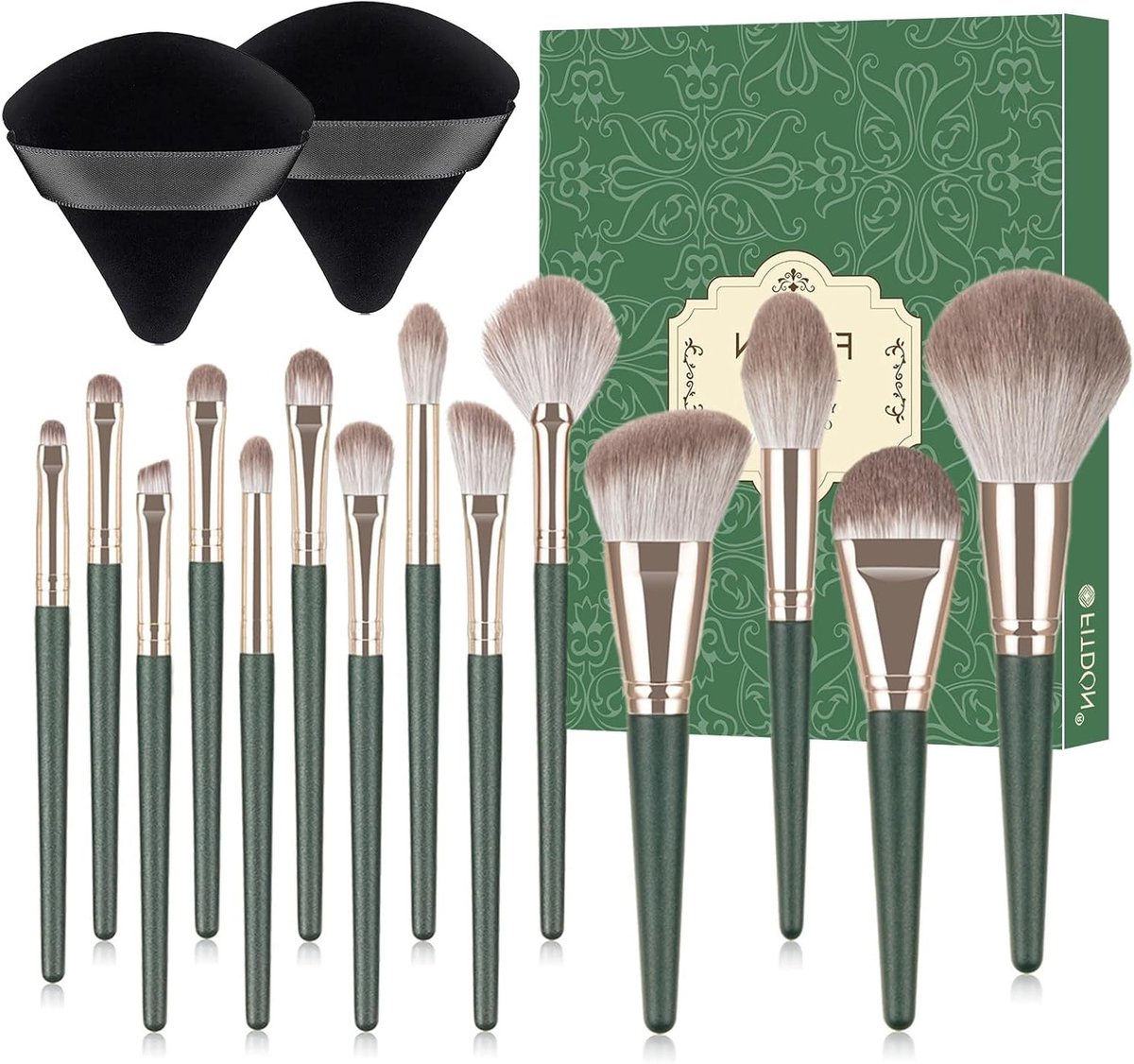 Professionele Make-up Kwasten Set van 14 Stuks voor Foundation, Blush, Concealer en Oogschaduw met Poeder Puff Inclusief