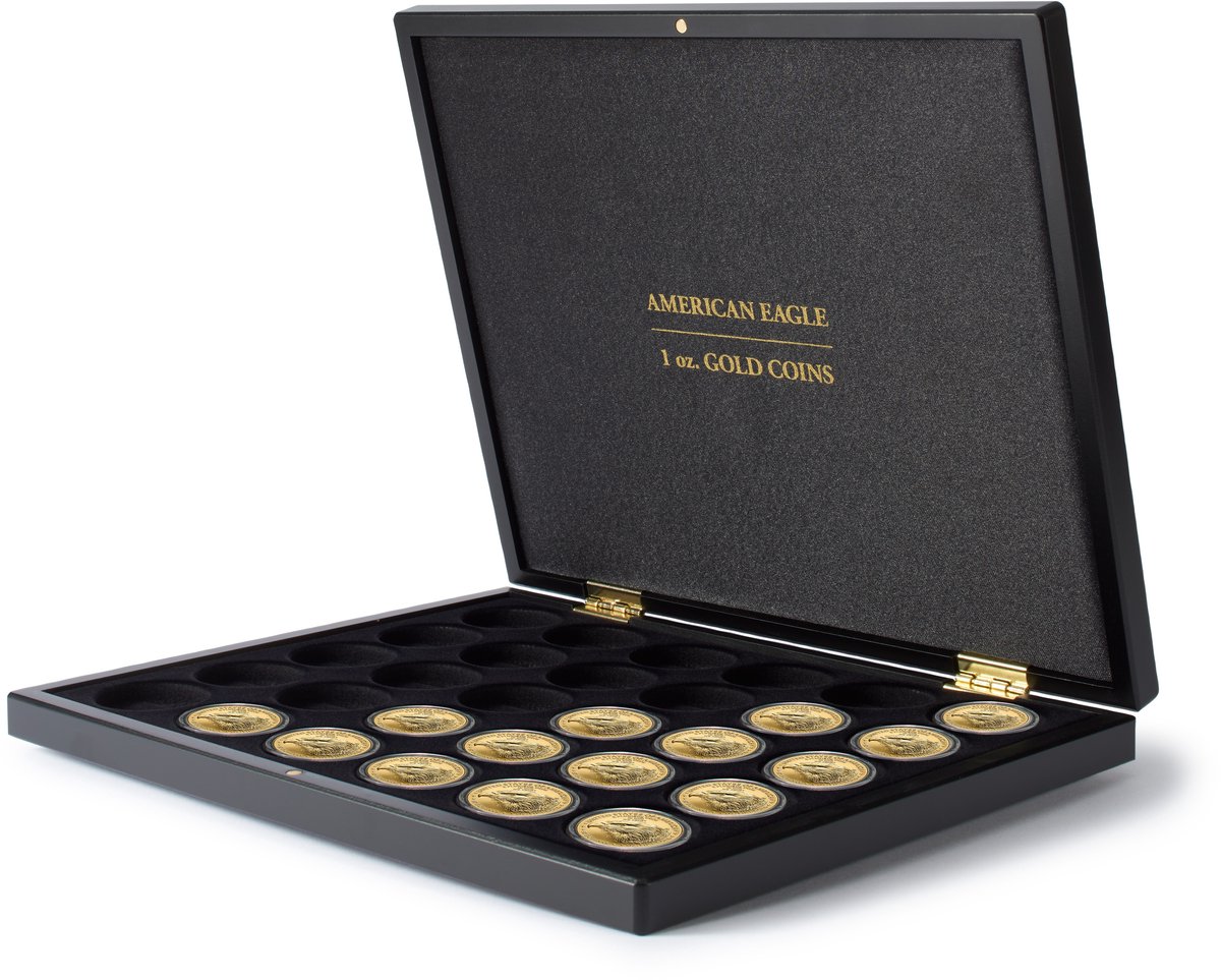 VOLTERRA - Muntkoffer - Uno - Presentatiekoffer voor 30 gouden munten ‘American Eagle’ in capsules