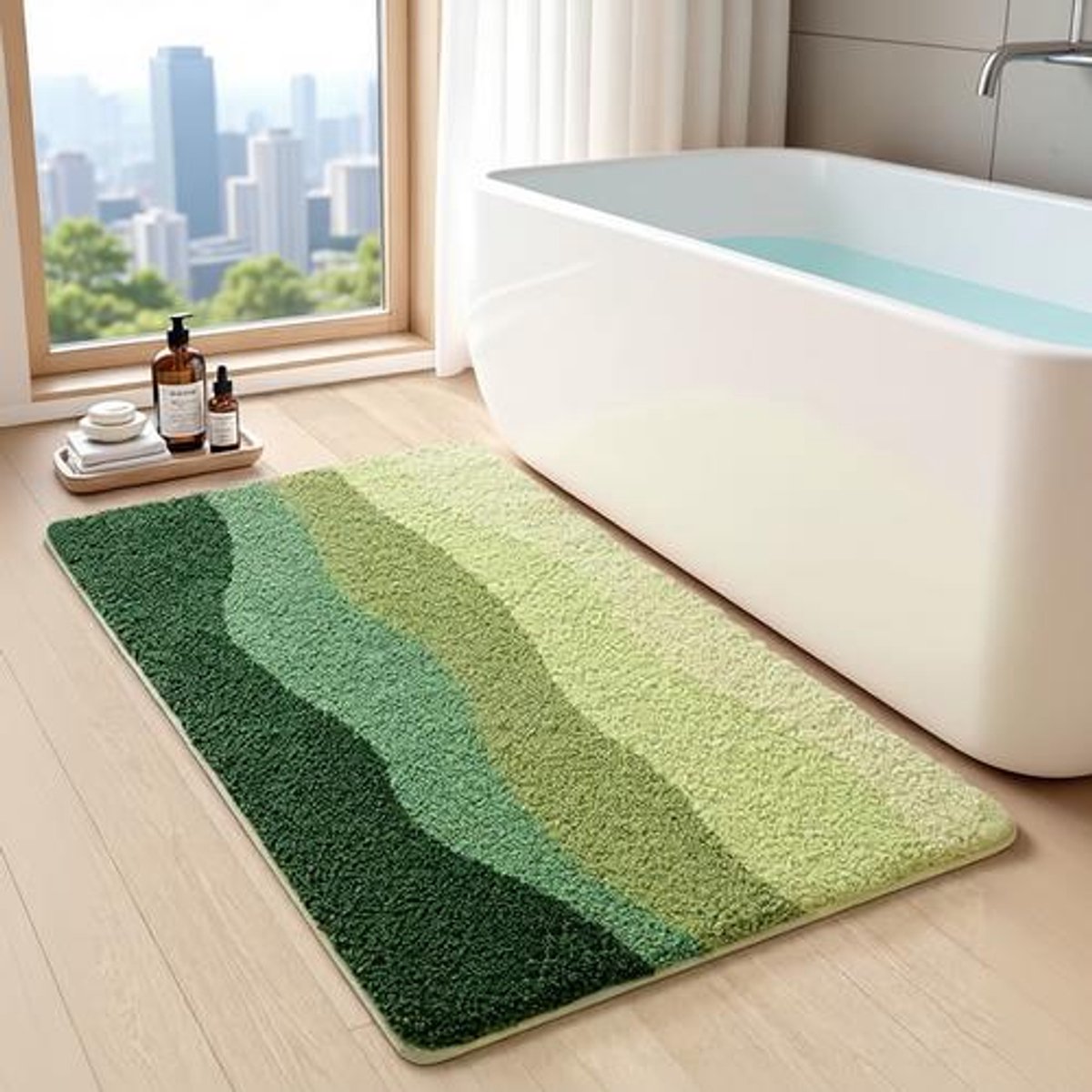 Badmat 60 x 110 cm, Antislip Zachte Badmat Absorberend, Wasbaar Badkamermat voor Douchevlo
