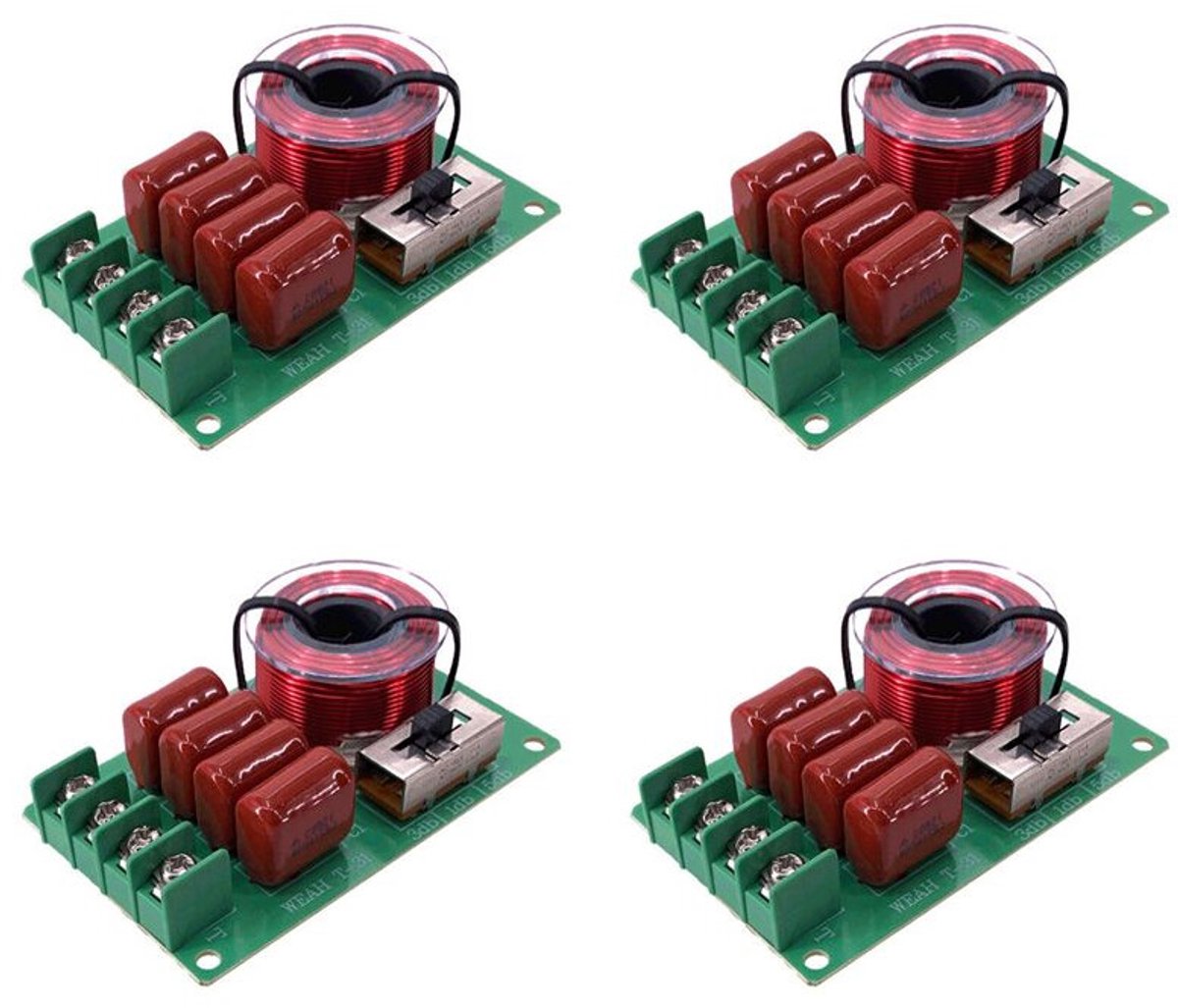 4x High Fidelity Audio Hoog/Laag Frequentie Crossover Luidspreker Stereo Crossover Filter, Geschikt voor Luidsprekers van 2-16 Ohm