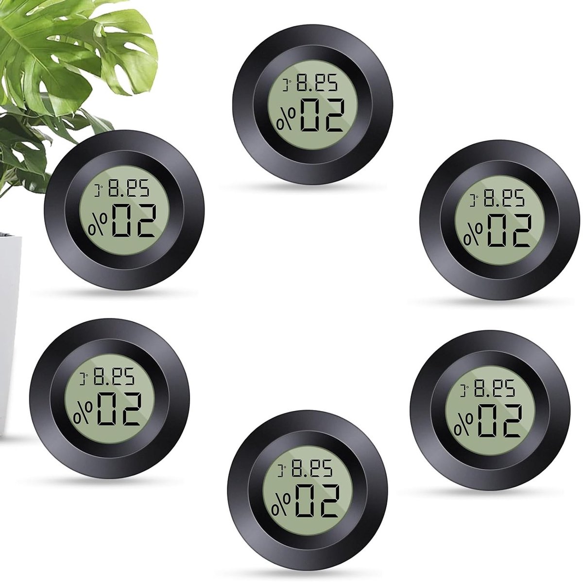 Digitale Mini Hygrometer en Thermometer, Verstelbaar °C/°F, Ideaal voor Binnengebruik, 6 Stuks, Vrijstaand voor Thuis, School, Wijnkelder en Kassen