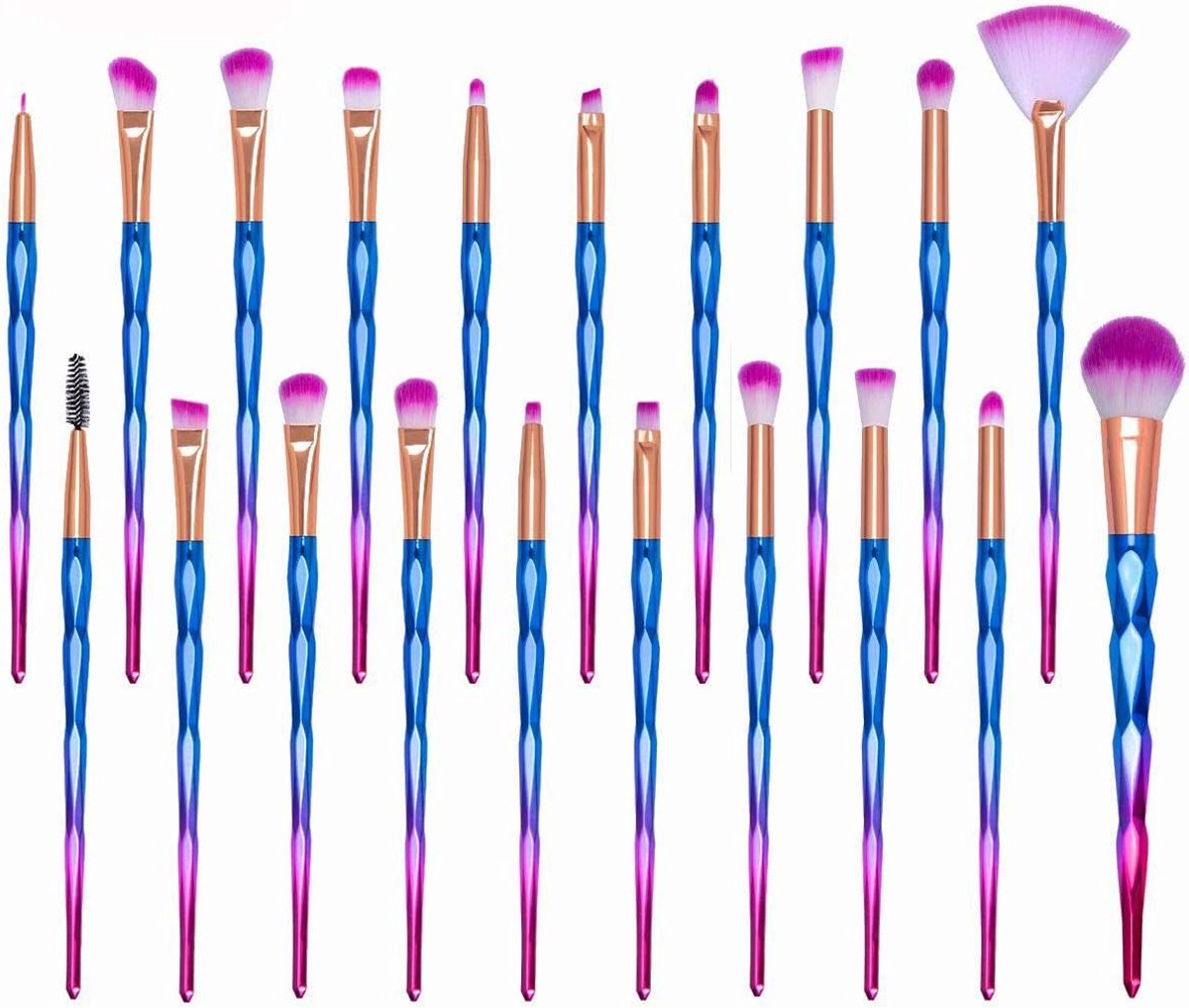 20-delige Make-up Borstelset voor Oogschaduw, Eyeliner en Wenkbrauwverzorging met Luxe Haren