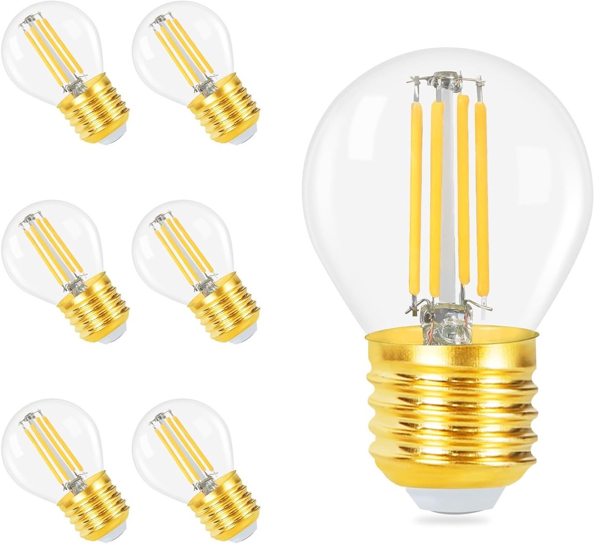 Set van 6 Vintage Edison LED Lampen G45 E27 - Warm Witte Retro Verlichting 2700K, Energiezuinige Glazen Lichten voor Thuis, Café en Hotel