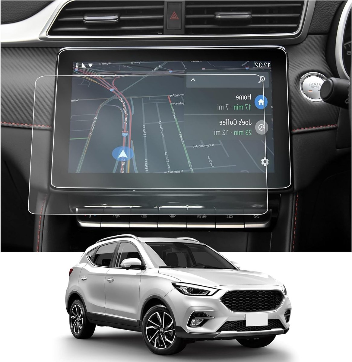 Navigatie Beschermfolie Set van 2 voor MG ZS EV Facelift 2022-2024, Krasbestendig, 10.1 Inch Scherm Bescherming, Transparant en Duurzaam