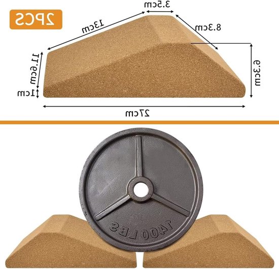 Set van 2 Korken Kniebogen, Calf Stretcher, Yoga Blokken, Antislip Kork, Spierversterking, Flexibiliteit Verbeteren, Comfortabele Ondersteuning voor Stretchen — afbeelding 5