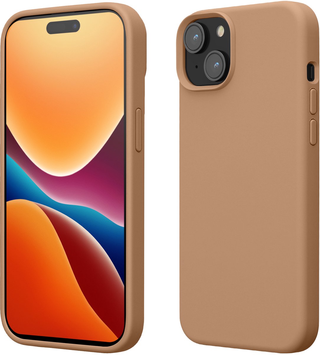 kwmobile Case voor iPhone 15 - Slank TPU-Hoesje met Zachte Afwerking - In cappuccino