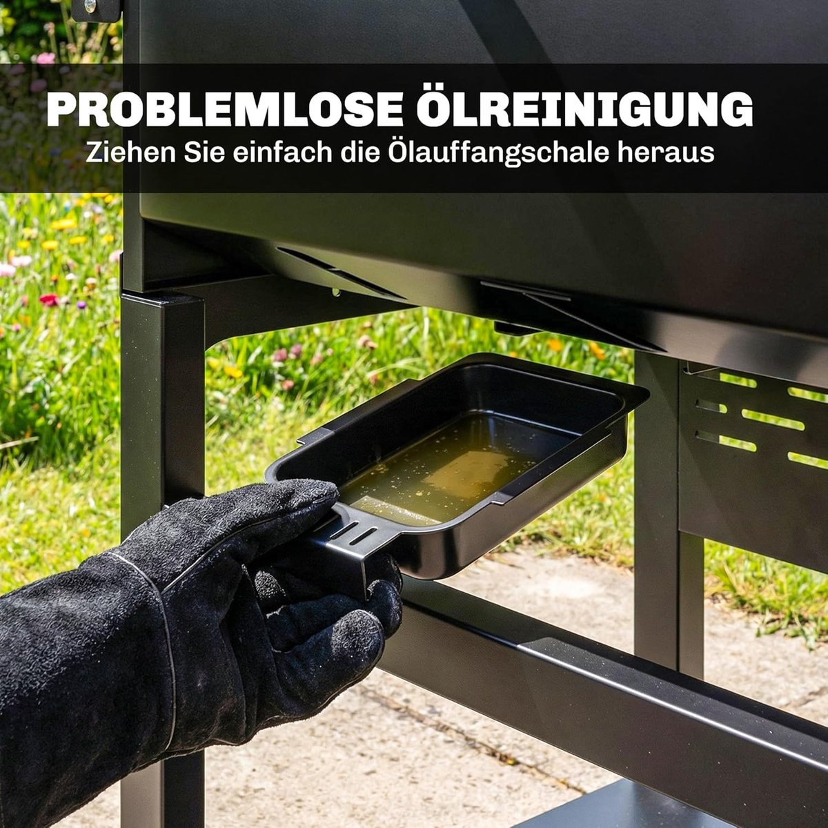 Gasbarbecue Grillwagen – House&Garden Premium 3 Branders 9 kW Outdoor BBQ met Thermometer, Inklapbare Zijtafels, Kruidenhouder, Warmhoudrooster, Gietijzeren Emaille Grillrooster, Vetopvangbak & Wielen – RVS Gas Grill voor Tuin en Balkon