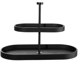 ASA Selection houten etagère met 2 verdiepingen, ovaal, zwart 35,5 x 16,5 cm, wilgenhout, 53675970