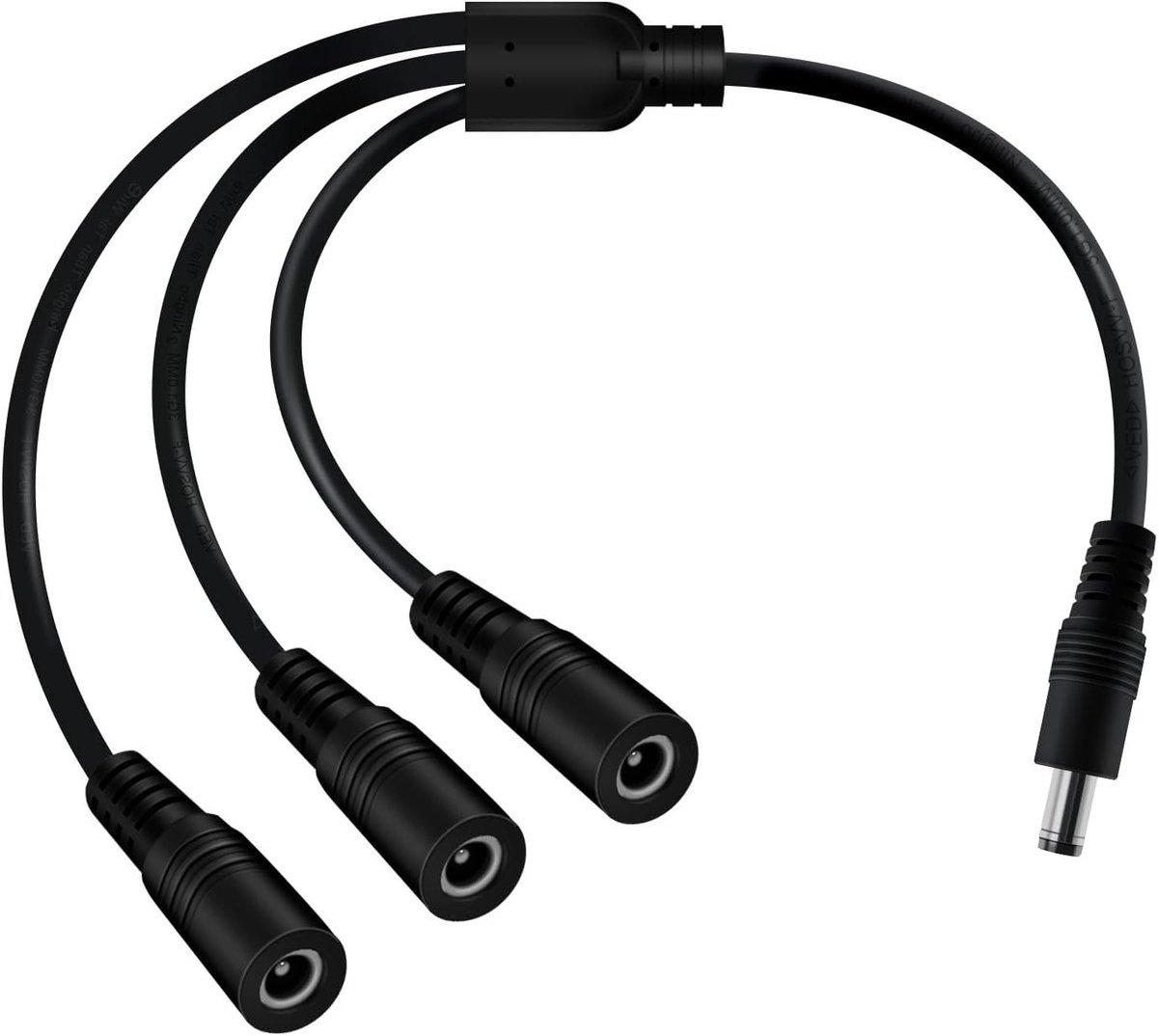 DC 12V 24V Splitterkabel 5.5mm x 2.1mm voor Beveiligingscamera's, Routers en LED Strips (1 Male, 3 Female, 70 cm)