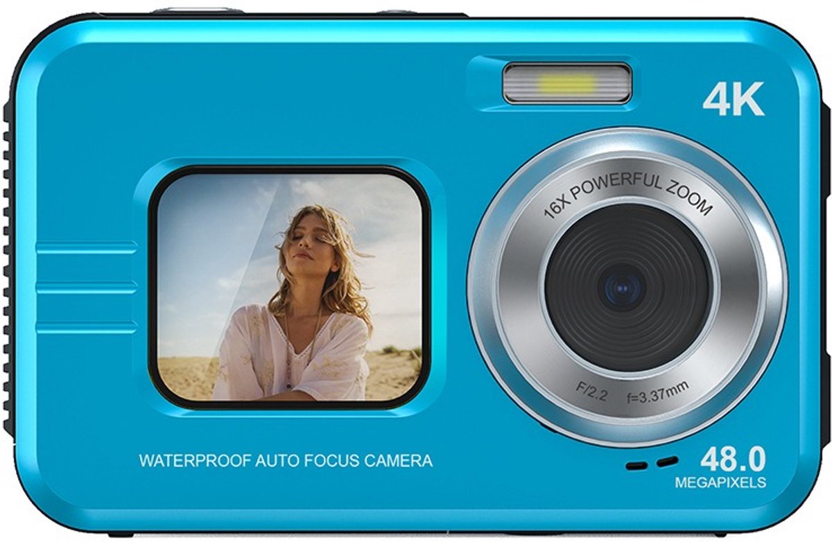 4K Waterdichte Digitale Camera met Dubbele Lens - Perfect voor Familie en Avontuur