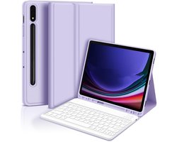 Paarse Bluetooth-toetsenbordhoes met toetsenbord compatibel met Samsung Galaxy Tab S9/S9 FE/S10 (10,9 inch)