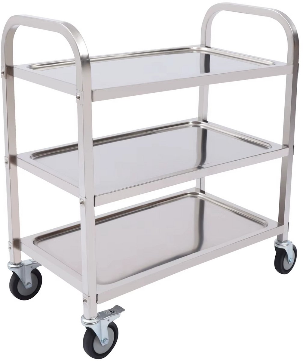 JOYNEXTBUY - Serveerwagen - 3-laags - Roestvrijstaal - 25kg Draagvermogen - Multifunctioneel - Keukentrolley - Bedieningswagen