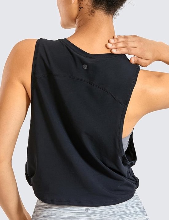 Pima Cotton Workout Tank Crop Top - Mouwloos Sportshirt voor Dames — afbeelding 3