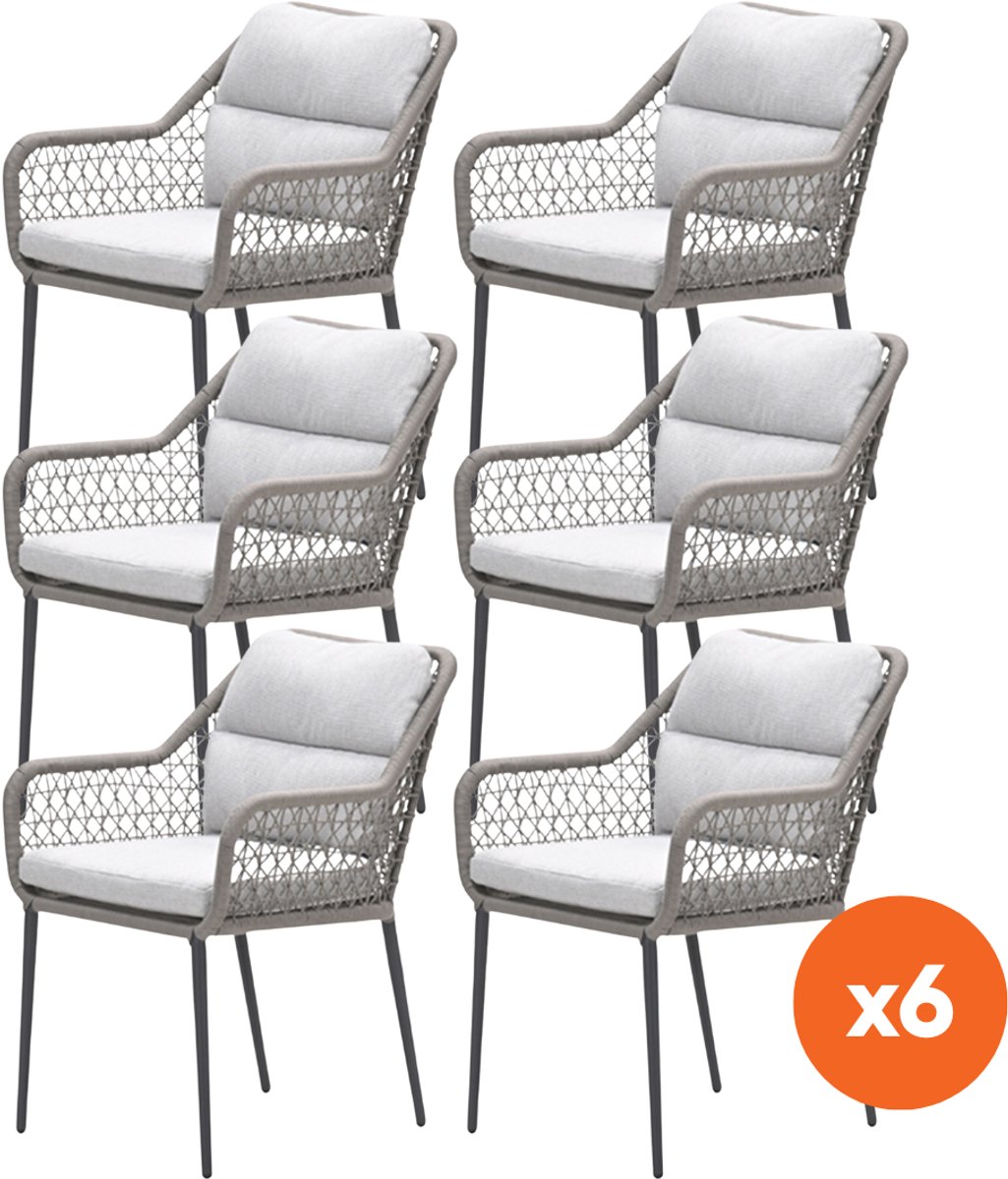 Set van 6 - GI Toledo dining tuinstoelen - Taupe/Zand