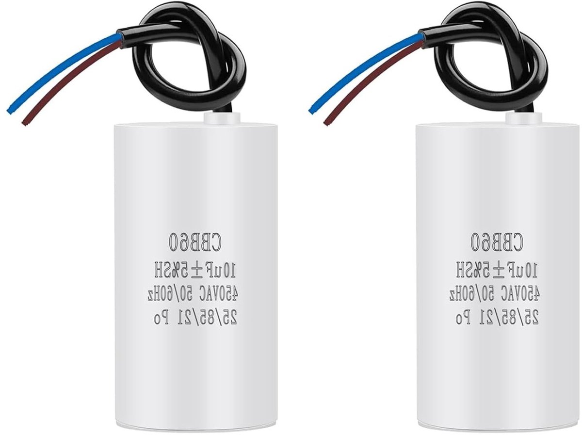 2 stuks 10uF 450V CBB60 Capacitor voor Motoren - Universele Vervangingen voor Wasmachine, Droger en Pomp met Aansluitdraden