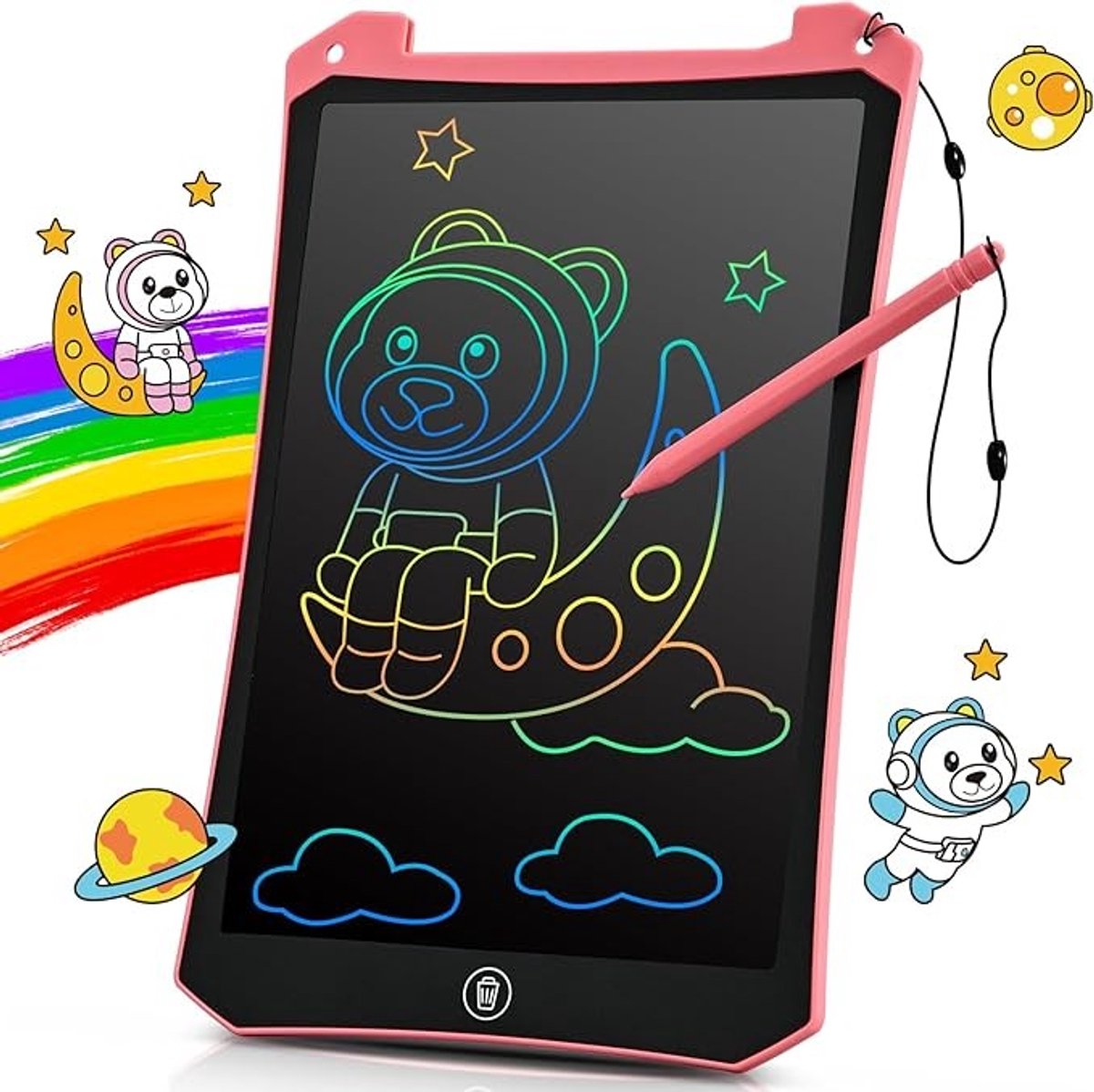 LCD Tekentablet 10 inch - Roze - Educatief Schrijfbord voor Kinderen