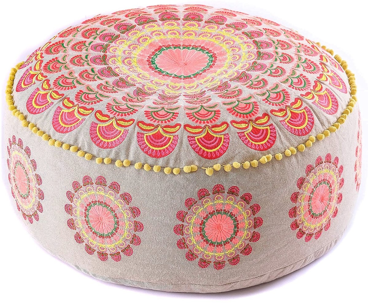 Dailygoody - Mandala Life Boho Yoga Decor - Ronde Meditatie Kussenhoes - 60x20 cm - Katoenen Vloerkussen - Perfect Voor Meditatie - Handgemaakt